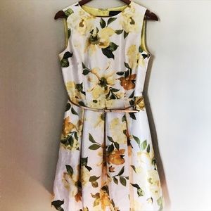 LIZ CLAIBORNE | Yellow Flowers A-line Dress 